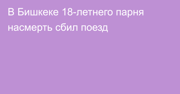 В Бишкеке 18-летнего парня насмерть сбил поезд