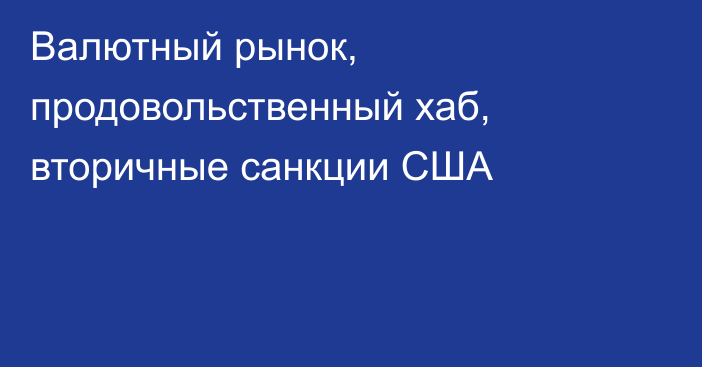 Валютный рынок, продовольственный хаб, вторичные санкции США