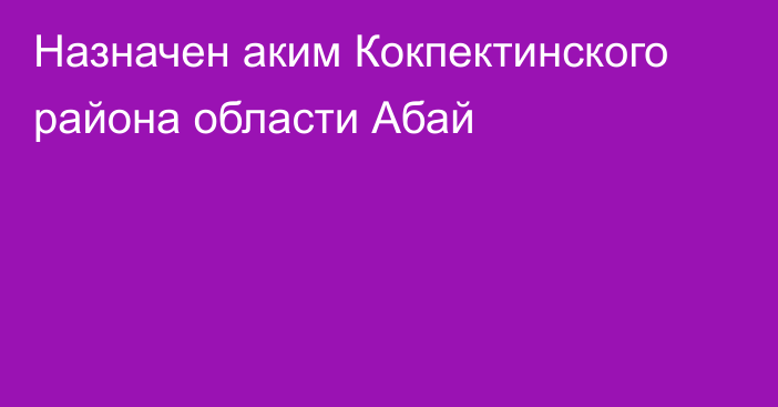 Назначен аким Кокпектинского района области Абай