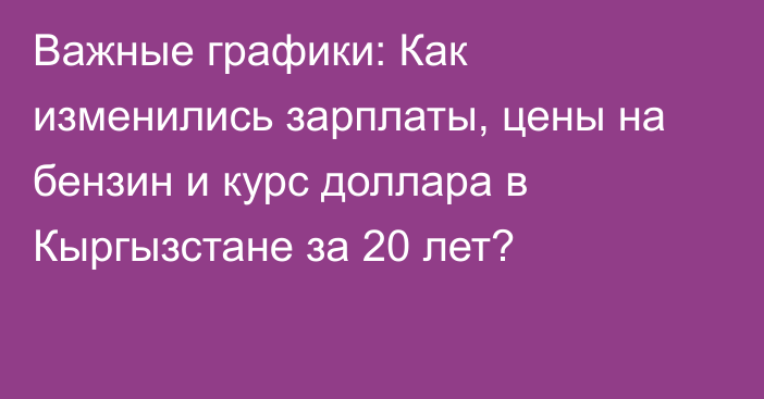 Важные графики: Как изменились зарплаты, цены на бензин и курс доллара в Кыргызстане за 20 лет?