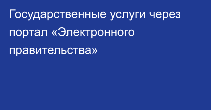 Государственные услуги через портал «Электронного правительства»