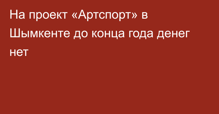 На проект «Артспорт» в Шымкенте до конца года денег нет