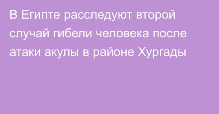 В Египте расследуют второй случай гибели человека после атаки акулы в районе Хургады