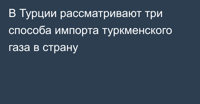 В Турции рассматривают три способа импорта туркменского газа в страну