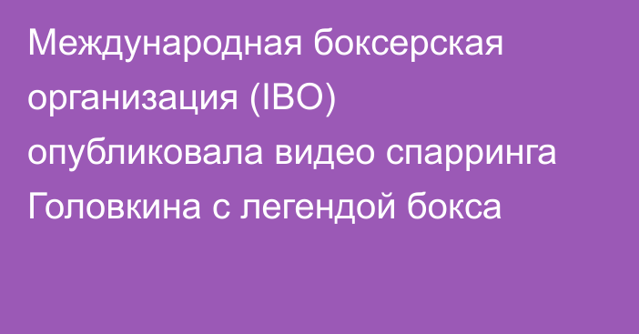 Международная боксерская организация (IBO) опубликовала видео спарринга Головкина с легендой бокса