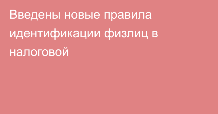 Введены новые правила идентификации физлиц в налоговой