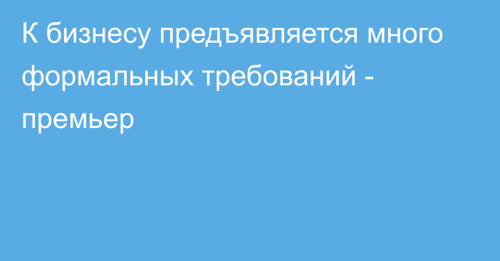 К бизнесу предъявляется много формальных требований - премьер