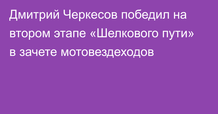 Дмитрий Черкесов победил на втором этапе «Шелкового пути» в зачете мотовездеходов