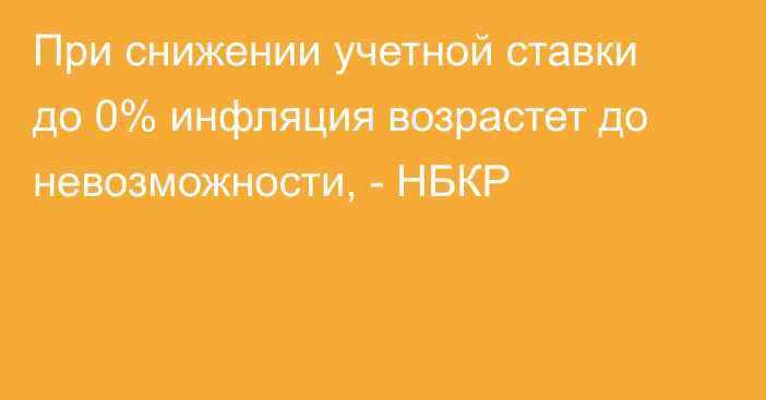 При снижении учетной ставки до 0% инфляция возрастет до невозможности, - НБКР