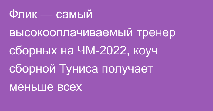 Флик — самый высокооплачиваемый тренер сборных на ЧМ-2022, коуч сборной Туниса получает меньше всех