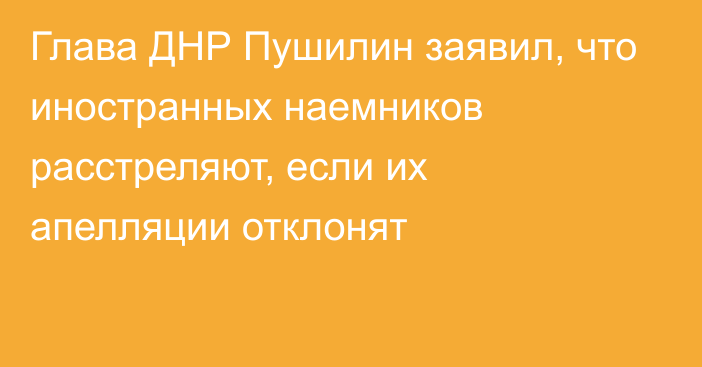 Глава ДНР Пушилин заявил, что иностранных наемников расстреляют, если их апелляции отклонят