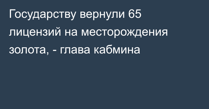 Государству вернули 65 лицензий на месторождения золота, - глава кабмина