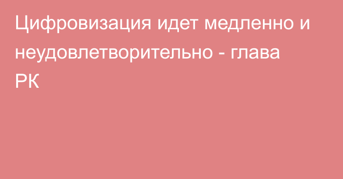 Цифровизация идет медленно и неудовлетворительно - глава РК