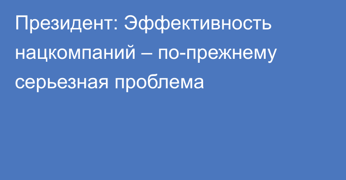 Президент: Эффективность нацкомпаний – по-прежнему серьезная проблема