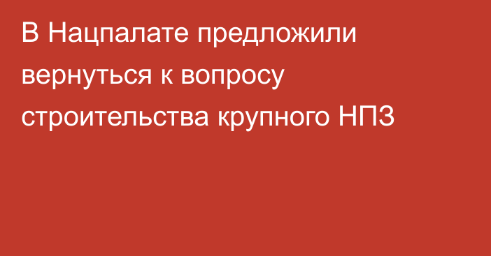 В Нацпалате предложили вернуться к вопросу строительства крупного НПЗ