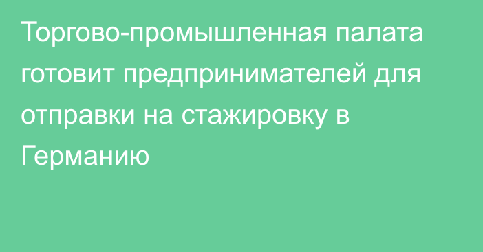 Торгово-промышленная палата готовит предпринимателей для отправки на стажировку в Германию