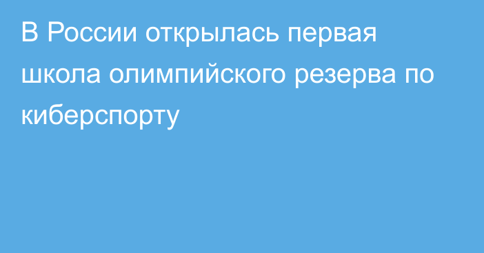 В России открылась первая школа олимпийского резерва по киберспорту