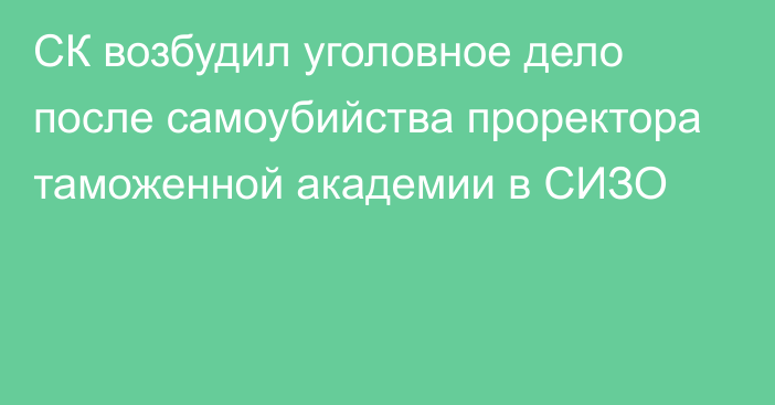 СК возбудил уголовное дело после самоубийства проректора таможенной академии в СИЗО