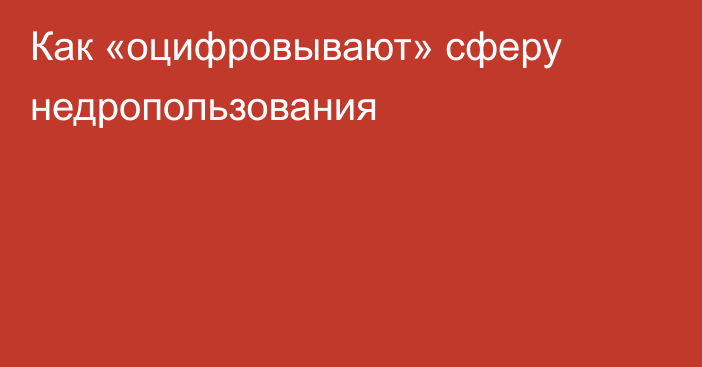 Как «оцифровывают» сферу недропользования