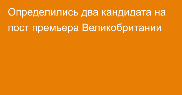 Определились два кандидата на пост премьера Великобритании