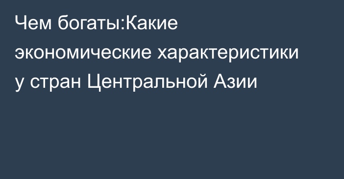 Чем богаты:Какие экономические характеристики у стран Центральной Азии