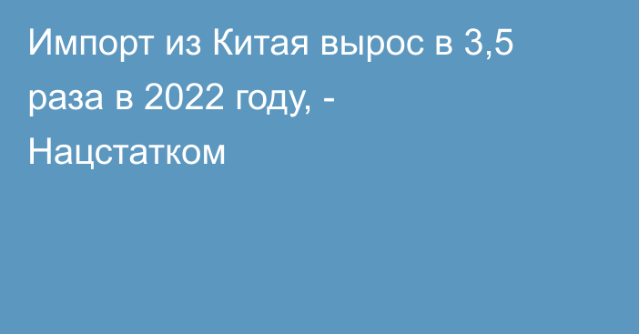 Импорт из Китая вырос в 3,5 раза в 2022 году, - Нацстатком