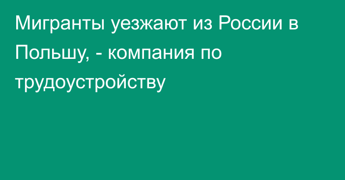 Мигранты уезжают из России в Польшу, - компания по трудоустройству 