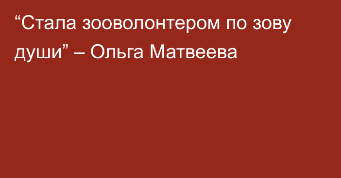 “Стала зооволонтером по зову души” – Ольга Матвеева