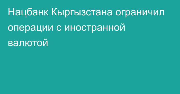 Нацбанк Кыргызстана ограничил операции с иностранной валютой