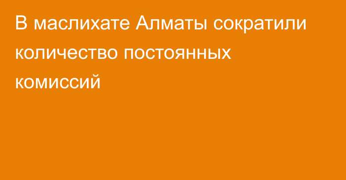 В маслихате Алматы сократили количество постоянных комиссий