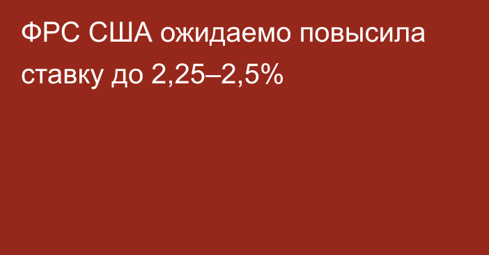 ФРС США ожидаемо повысила ставку до 2,25–2,5%