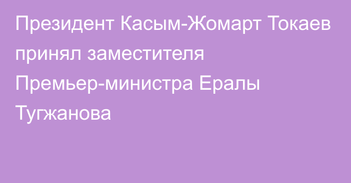 Президент Касым-Жомарт Токаев принял заместителя Премьер-министра Ералы Тугжанова