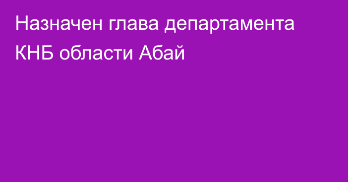 Назначен глава департамента КНБ области Абай