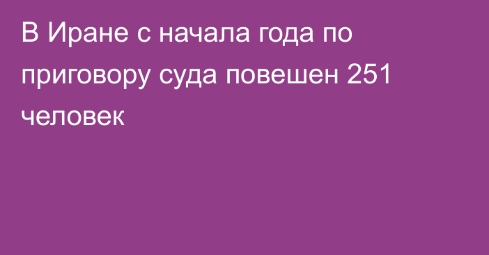 В Иране с начала года по приговору суда повешен 251 человек