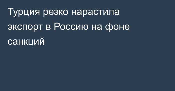 Турция резко нарастила экспорт в Россию на фоне санкций