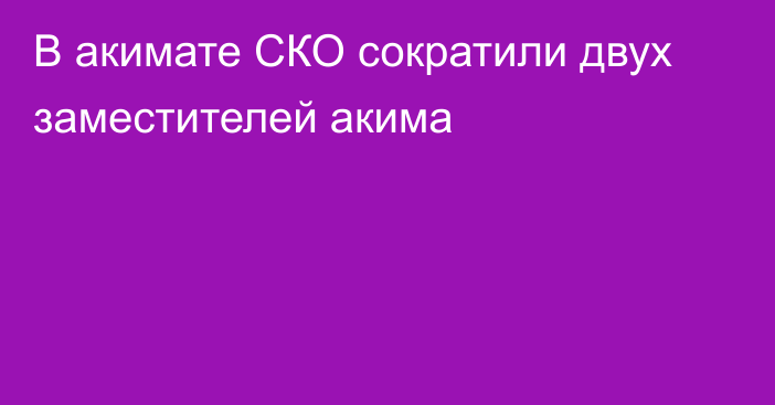 В акимате СКО сократили двух заместителей акима