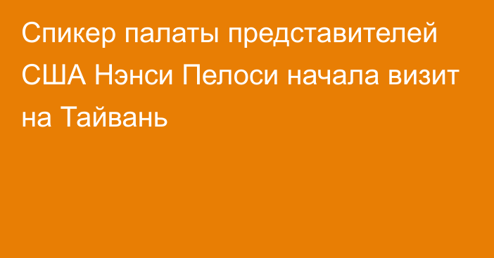 Спикер палаты представителей США Нэнси Пелоси начала визит на Тайвань