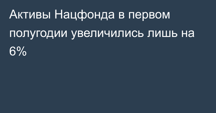 Активы Нацфонда в первом полугодии увеличились лишь на 6%