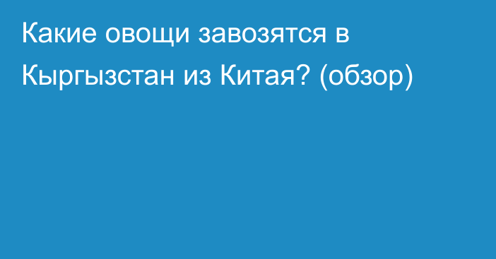 Какие овощи завозятся в Кыргызстан из Китая? (обзор)