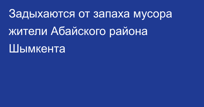 Задыхаются от запаха мусора жители Абайского района Шымкента