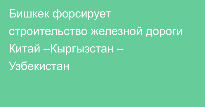 Бишкек форсирует строительство железной дороги Китай –Кыргызстан – Узбекистан