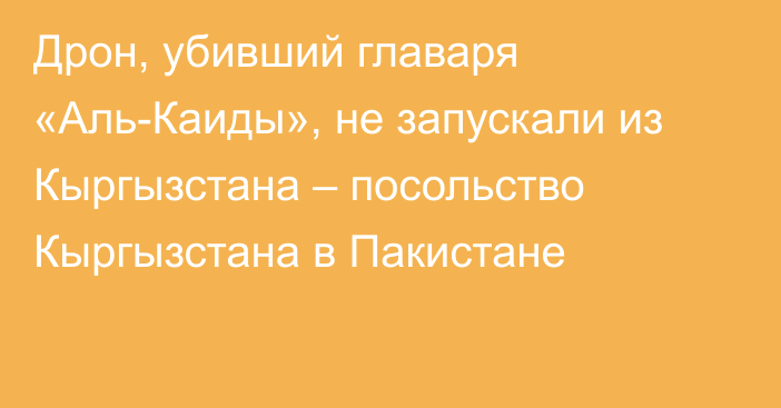 Дрон, убивший главаря «Аль-Каиды», не запускали из Кыргызстана – посольство Кыргызстана в Пакистане