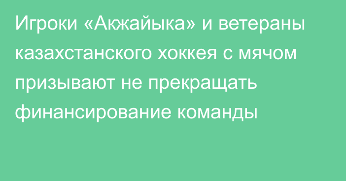 Игроки «Акжайыка» и ветераны казахстанского хоккея с мячом призывают не прекращать финансирование команды