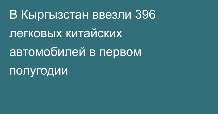 В Кыргызстан ввезли 396 легковых китайских автомобилей в первом полугодии