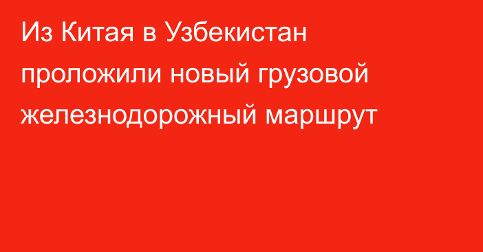 Из Китая в Узбекистан проложили новый грузовой железнодорожный маршрут