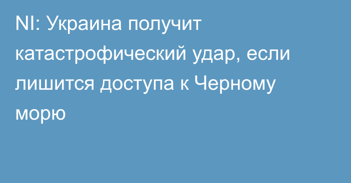 NI: Украина получит катастрофический удар, если лишится доступа к Черному морю