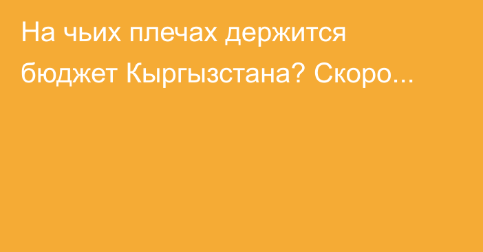 На чьих плечах держится бюджет Кыргызстана? Скоро...