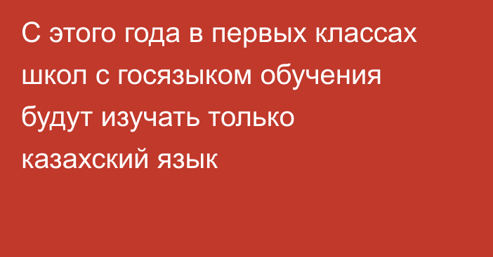 С этого года в первых классах школ с госязыком обучения будут изучать только казахский язык