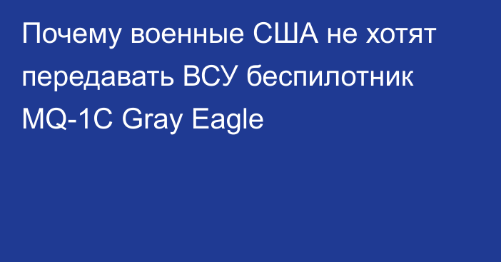 Почему военные США не хотят передавать ВСУ беспилотник MQ-1C Gray Eagle