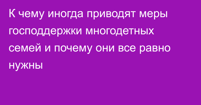 К чему иногда приводят меры господдержки многодетных семей и почему они все равно нужны